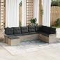 Preview: ARDEBO.de - 8-teilige Garten Sofa Set mit Kissen Hellgrau Poly Rattan