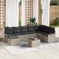 Preview: ARDEBO.de - 9-teiliges Garten-Sofa-Set mit Kissen Grau Poly Rattan