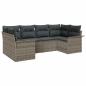 Preview: 6-teiliges Garten Sofa Set mit Kissen Grau Poly Rattan
