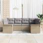 Preview: 6-teiliges Garten-Sofa-Set mit Kissen Beige Poly Rattan