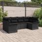 Preview: ARDEBO.de - 6-teiliges Garten Sofa Set mit Kissen Schwarz Poly Rattan