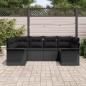 Preview: 6-teiliges Garten Sofa Set mit Kissen Schwarz Poly Rattan