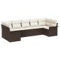 Preview: 7-teiliges Garten-Sofa-Set mit Kissen Braun Poly Rattan