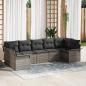 Preview: ARDEBO.de - 7-teiliges Garten Sofa Set mit Kissen Grau Poly Rattan