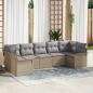 Preview: ARDEBO.de - 7-teiliges Garten-Sofa-Set mit Kissen in Beigem Poly-Rattan