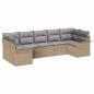 Preview: 7-teiliges Garten-Sofa-Set mit Kissen in Beigem Poly-Rattan