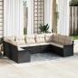 Preview: ARDEBO.de - 9-teiliges Garten Sofa Set mit Kissen Schwarz Poly Rattan