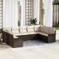 Preview: ARDEBO.de - 9-teiliges Garten Sofa Set mit Kissen Braun Poly Rattan