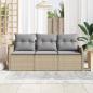 Preview: 3-teiliges Gartensofa Set mit Kissen in Beige Poly Rattan