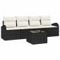 Preview: 5-teiliges Garten Sofa Set mit Kissen Schwarz Poly Rattan