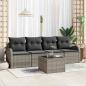 Preview: ARDEBO.de - 5-teiliges Garten Sofa Set mit Kissen Grau Poly Rattan