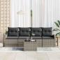 Preview: 5-teiliges Garten Sofa Set mit Kissen Grau Poly Rattan
