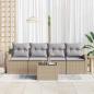 Preview: 5-teiliges Garten-Sofa-Set mit Kissen Beige Poly-Rattan