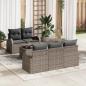 Preview: ARDEBO.de - 6-teiliges Gartensofaset mit Kissen Grau Poly Rattan