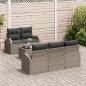 Preview: 6-teiliges Gartensofaset mit Kissen Grau Poly Rattan