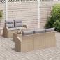 Preview: 6-teiliges Garten Sofa Set mit Kissen Beige Poly Rattan