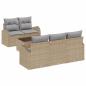 Preview: 6-teiliges Garten Sofa Set mit Kissen Beige Poly Rattan