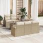 Preview: ARDEBO.de - 6-teiliges Garten-Sofa-Set mit Kissen Beige Poly Rattan