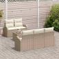 Preview: 6-teiliges Garten-Sofa-Set mit Kissen Beige Poly Rattan