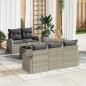 Preview: ARDEBO.de - 6-teiliges Garten-Sofa-Set mit Kissen Hellgraues Poly-Rattan