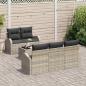 Preview: 6-teiliges Garten-Sofa-Set mit Kissen Hellgraues Poly-Rattan