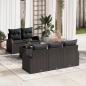 Preview: ARDEBO.de - 6-teiliges Garten Sofa Set mit Kissen Schwarz Poly Rattan