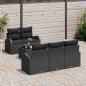 Preview: 6-teiliges Garten Sofa Set mit Kissen Schwarz Poly Rattan