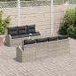 Preview: 8-teiliges Garten-Sofa-Set mit Kissen Hellgrau Poly-Rattan
