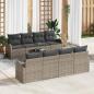 Preview: ARDEBO.de - 9-teiliges Garten Sofa Set mit Kissen Grau Poly Rattan