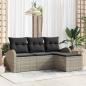Preview: ARDEBO.de - 4-teiliges Garten Sofa Set mit Kissen Hellgrau Poly Rattan