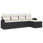 Preview: 5-teiliges Garten-Sofa-Set mit Kissen Schwarz Poly-Rattan