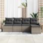 Preview: 5-teiliges Garten-Sofa-Set mit Kissen in Grau aus Poly-Rattan
