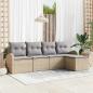 Preview: ARDEBO.de - 5-teiliges Garten-Sofaset mit Kissen Beige Poly-Rattan