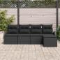 Preview: 5-teiliges Garten Sofa Set mit Kissen Schwarz Poly Rattan