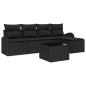 Preview: 6-teiliges Garten-Sofaset mit Kissen Schwarz Poly-Rattan