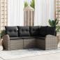 Preview: ARDEBO.de - 4-teiliges Garten Sofa Set mit Kissen Grau Poly Rattan