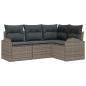 Preview: 4-teiliges Garten Sofa Set mit Kissen Grau Poly Rattan
