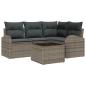 Preview: 4-teiliges Garten Sofa Set mit Kissen Schwarz Poly Rattan