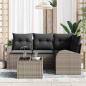 Preview: 4-teiliges Garten Sofa Set mit Kissen Schwarz Poly Rattan