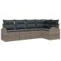 Preview: 5-teiliges Garten Sofa Set mit Kissen Grau Poly Rattan