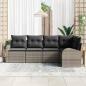 Preview: 5-teiliges Garten Sofa Set mit Kissen Grau Poly Rattan
