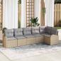 Preview: ARDEBO.de - 6-teilige Garten Sofa Set mit Kissen Beige Poly Rattan