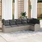Preview: ARDEBO.de - 6-teiliges Garten Sofaset mit Kissen Hellgraues Poly Rattan