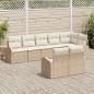 Preview: 8-teiliges Garten-Sofa-Set mit Kissen in Beige Poly Rattan
