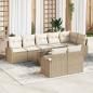 Preview: ARDEBO.de - 9-teiliges Garten Sofa Set mit Kissen Beiges Poly-Rattan