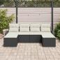 Preview: 6-teiliges Garten Sofa Set mit Kissen Schwarz Poly Rattan