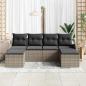 Preview: 6-teiliges Garten Sofa Set mit Kissen Grau Poly Rattan