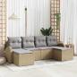 Preview: ARDEBO.de - 6 Teile Garten Sofa Set mit Kissen Beige Poly Rattan