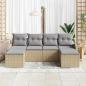 Preview: 6 Teile Garten Sofa Set mit Kissen Beige Poly Rattan