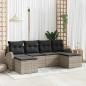 Preview: ARDEBO.de - 6-teiliges Garten Sofa Set mit Kissen Hellgrau Poly Rattan